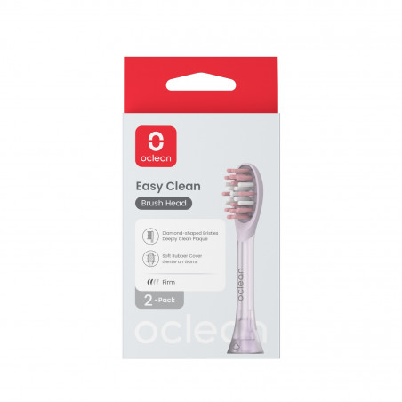 Комплект 2 бр резервни глави за четка за зъби Oclean Easy Clean P1K4, Твърди, Силиконово покритие, Лилав