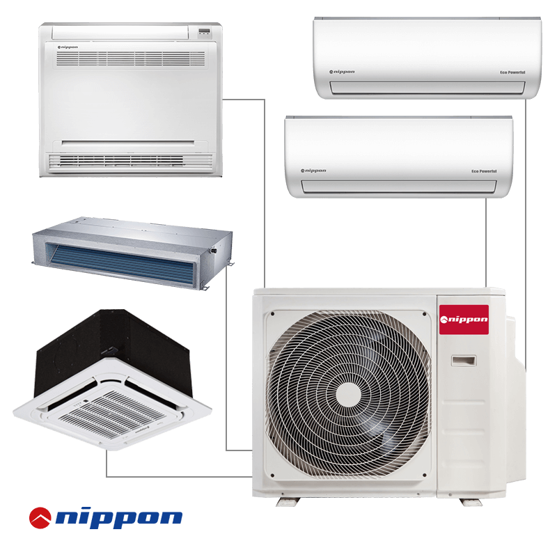 Външно тяло на мултисплит система Nippon N50D-42HFN8-Q, 42000 BTU, 80 м2, А++/А, R-32, Бял