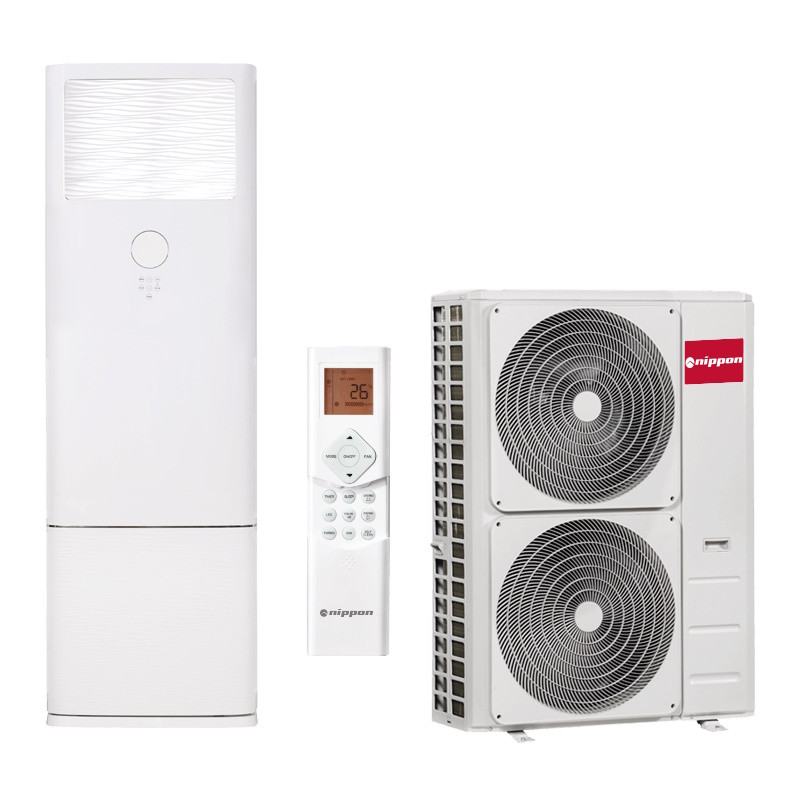 Колонен климатик Nippon NFGD-48HRFN8-Q/NOE30U-48HFN8-R, 48000 BTU, 100 м2, А++/А+, R-32, Бял