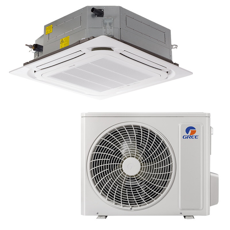 Касетъчен климатик Gree GUD100T1 + GUD100W1/NhA-S, 34000 BTU, 74 м2, A++, R-32, Бял
