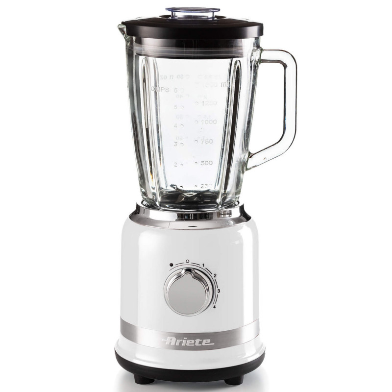 Блендер Ariete MODERNA 0585/01, 1000W, 4 ножа, 1.5 л, 4 скорости+пулс, Стъклена кана, Бял
