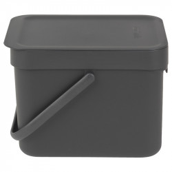 Кош за разделно събиране на боклук Brabantia Sort&Go 648974, 6 л, Дръжка, Възможност за стенен монтаж, Тъмносив