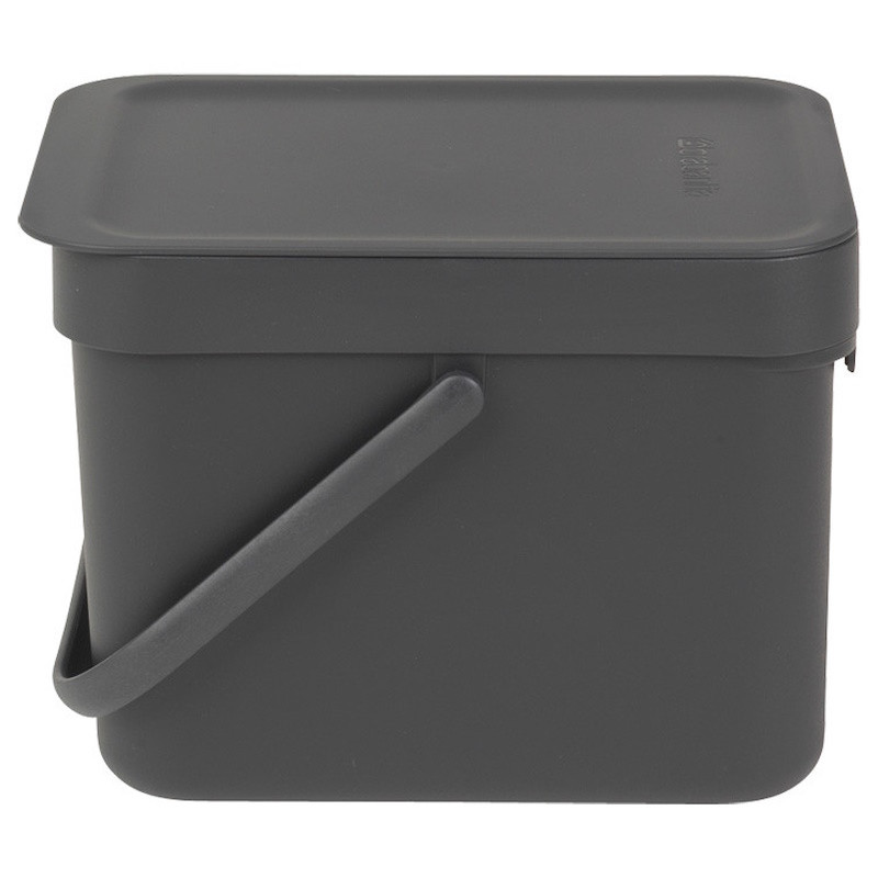 Кош за разделно събиране на боклук Brabantia Sort&Go 648974, 6 л, Дръжка, Възможност за стенен монтаж, Тъмносив