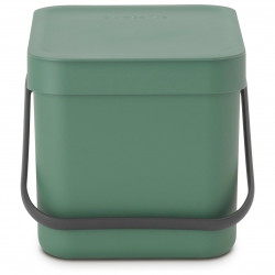 Кош за разделно събиране на боклук Brabantia Sort&Go 1003233, 6 л, Дръжка, Възможност за стенен монтаж, Тъмнозелен