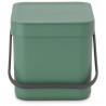 Кош за разделно събиране на боклук Brabantia Sort&Go 1003233, 6 л, Дръжка, Възможност за стенен монтаж, Тъмнозелен
