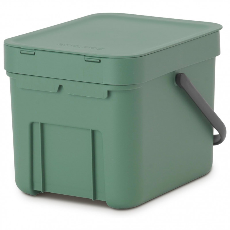 Кош за разделно събиране на боклук Brabantia Sort&Go 1003233, 6 л, Дръжка, Възможност за стенен монтаж, Тъмнозелен
