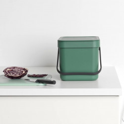 Кош за разделно събиране на боклук Brabantia Sort&Go 1003233, 6 л, Дръжка, Възможност за стенен монтаж, Тъмнозелен