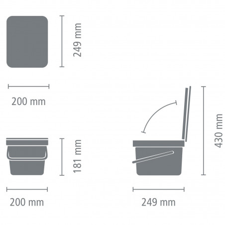 Кош за разделно събиране на боклук Brabantia Sort&Go 648974, 6 л, Дръжка, Възможност за стенен монтаж, Тъмносив