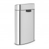 Кош за боклук Brabantia Touch Bin New 650528, 40 л, Безшумно и плавно затваряне, Плосък гръб, Инокс/мат