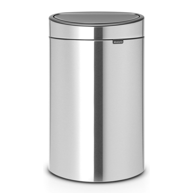 Кош за боклук Brabantia Touch Bin New 650528, 40 л, Безшумно и плавно затваряне, Плосък гръб, Инокс/мат