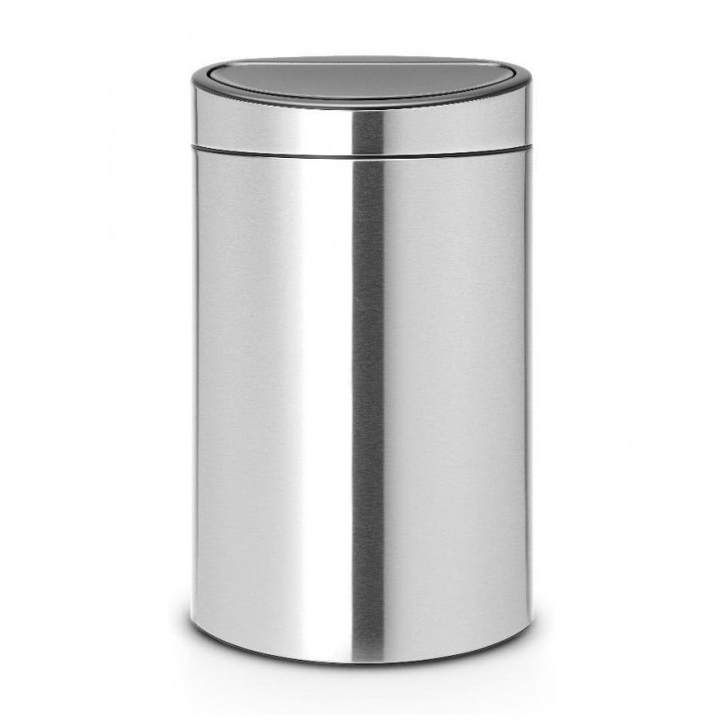 Кош за боклук Brabantia Touch Bin New 650528, 40 л, Безшумно и плавно затваряне, Плосък гръб, Инокс/мат