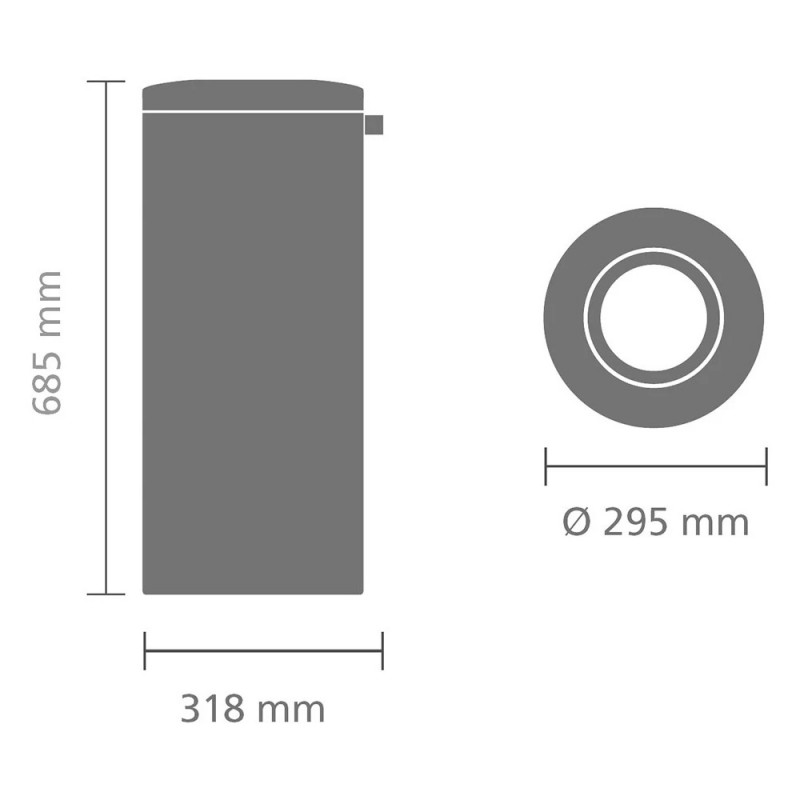 Кош за боклук Brabantia Flame Guard 647074, 30 л, Огнеопорен, Метална вътрешна кофа, Инокс, Инокс