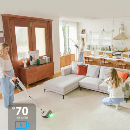 Вертикална прахосмукачка Tineco Pure One A50S, 185W, 1000 мл, 70 мин, Multi-Cyclone филтрация + HEPA, 3DSense накрайник, LED, Бял