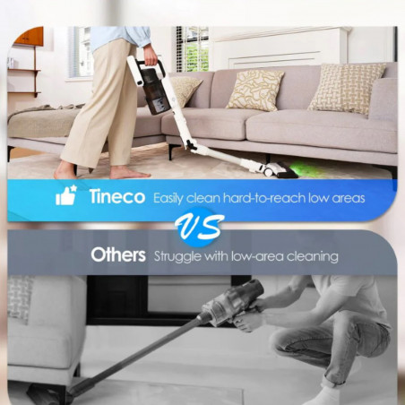 Вертикална прахосмукачка Tineco Pure One A50S, 185W, 1000 мл, 70 мин, Multi-Cyclone филтрация + HEPA, 3DSense накрайник, LED, Бял