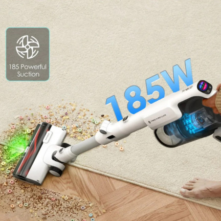 Вертикална прахосмукачка Tineco Pure One A50S, 185W, 1000 мл, 70 мин, Multi-Cyclone филтрация + HEPA, 3DSense накрайник, LED, Бял