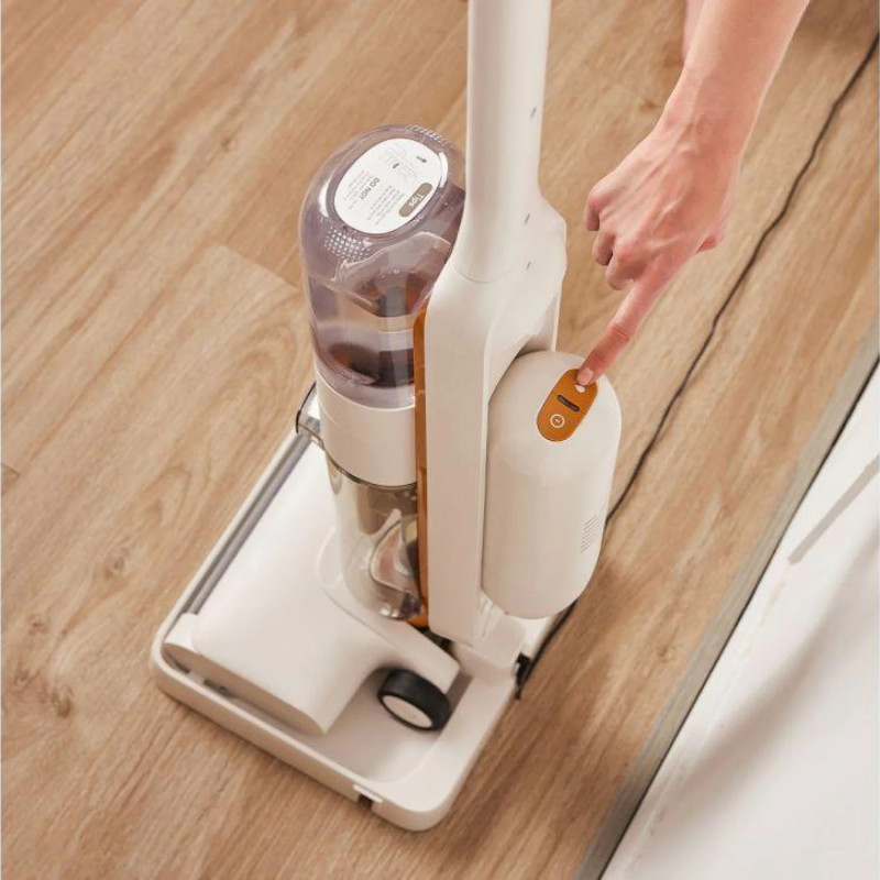 Вертикална прахосмукачка Tineco iFloor Y2 Plus, 6500 Pa, Wi-Fi, 0.8 л мръсна/1 л чиста, LED, Самопочистване, 70м2, Индикатори, Бял/оранжев