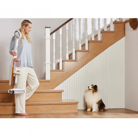 Вертикална прахосмукачка Tineco iFloor Y2 Plus, 6500 Pa, Wi-Fi, 0.8 л мръсна/1 л чиста, LED, Самопочистване, 70м2, Индикатори, Бял/оранжев