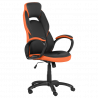 Геймърски стол Carmen 7511, До 130 кг, Еко кожа, Регулиране на люлеенето, Полипропиленови колелца, Черен/оранжев