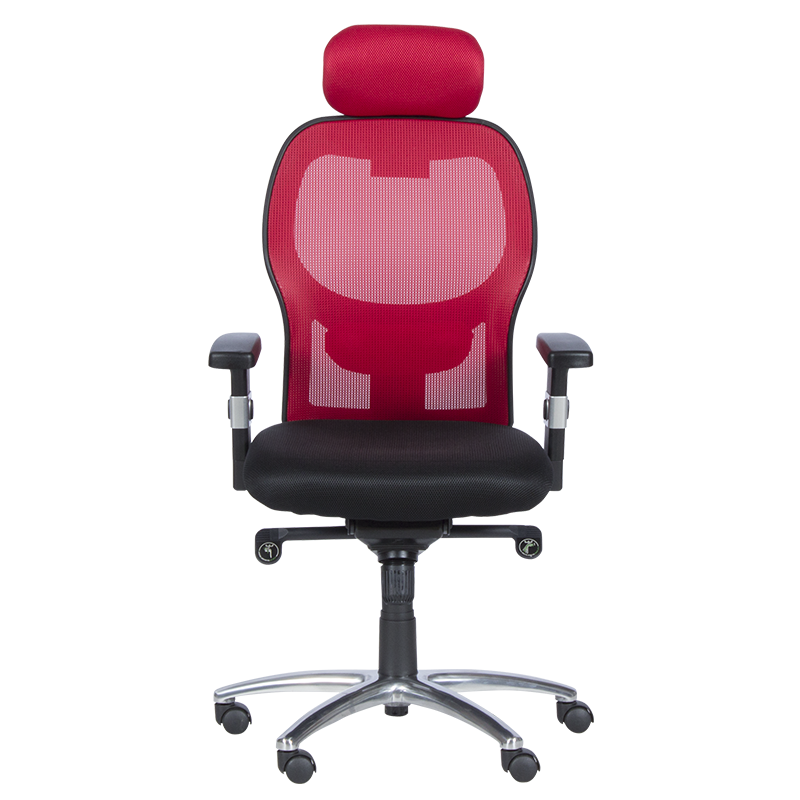 Ергономичен стол Carmen 7520, До 130 кг, Заключване в различни позиции, Регулиране на люлеенето, Лумбална опора, Черен/червен