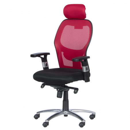 Ергономичен стол Carmen 7520, До 130 кг, Заключване в различни позиции, Регулиране на люлеенето, Лумбална опора, Черен/червен