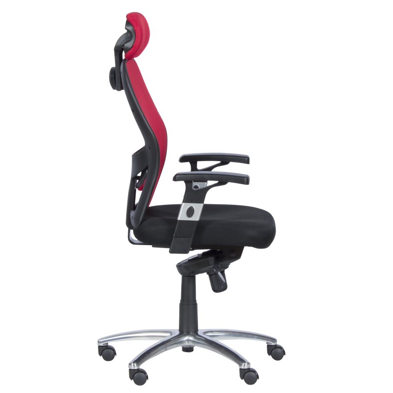 Ергономичен стол Carmen 7520, До 130 кг, Заключване в различни позиции, Регулиране на люлеенето, Лумбална опора, Черен/червен