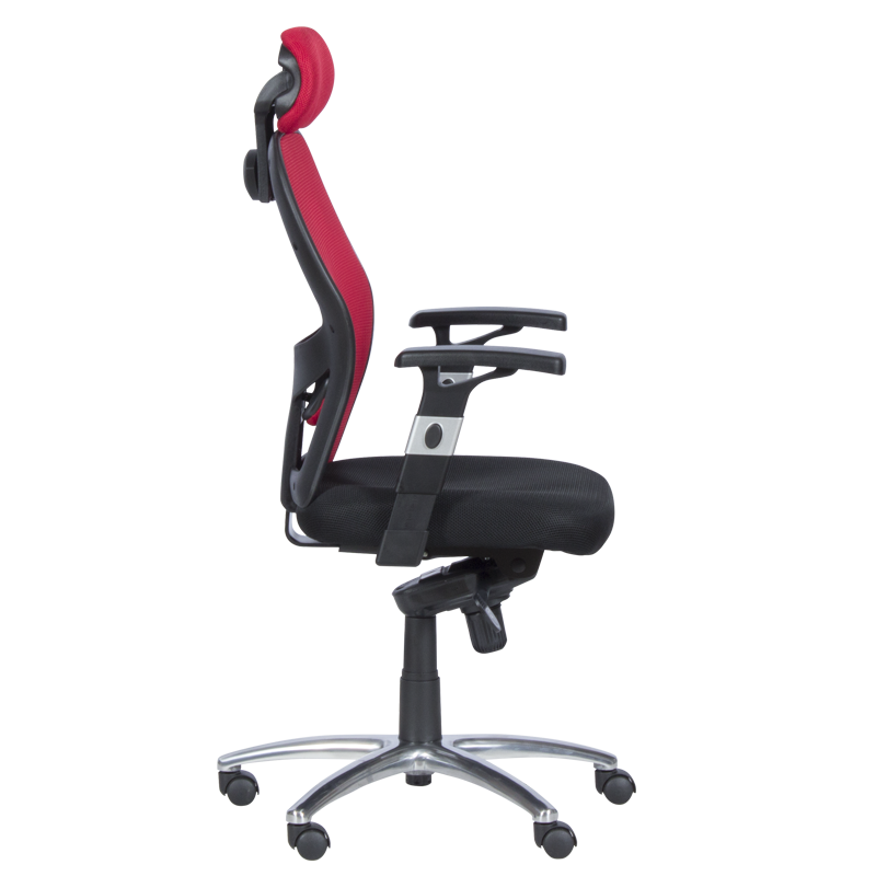 Ергономичен стол Carmen 7520, До 130 кг, Заключване в различни позиции, Регулиране на люлеенето, Лумбална опора, Черен/червен