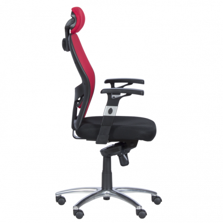 Ергономичен стол Carmen 7520, До 130 кг, Заключване в различни позиции, Регулиране на люлеенето, Лумбална опора, Черен/червен