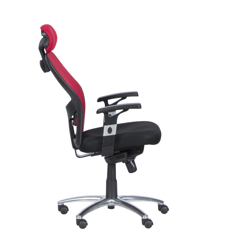 Ергономичен стол Carmen 7520, До 130 кг, Заключване в различни позиции, Регулиране на люлеенето, Лумбална опора, Черен/червен