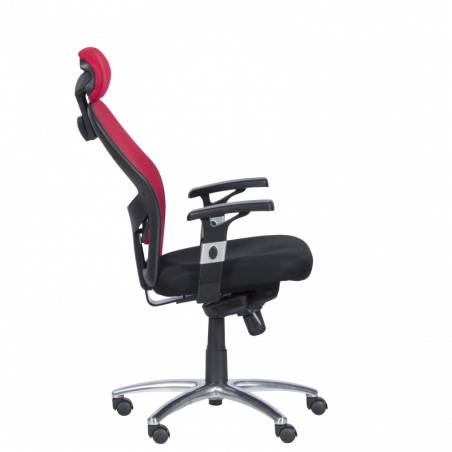 Ергономичен стол Carmen 7520, До 130 кг, Заключване в различни позиции, Регулиране на люлеенето, Лумбална опора, Черен/червен