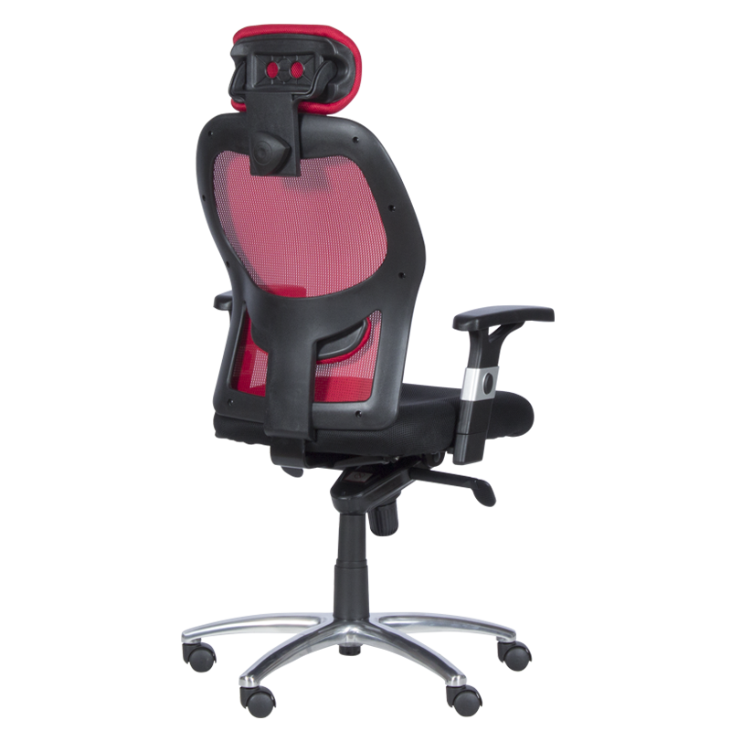 Ергономичен стол Carmen 7520, До 130 кг, Заключване в различни позиции, Регулиране на люлеенето, Лумбална опора, Черен/червен