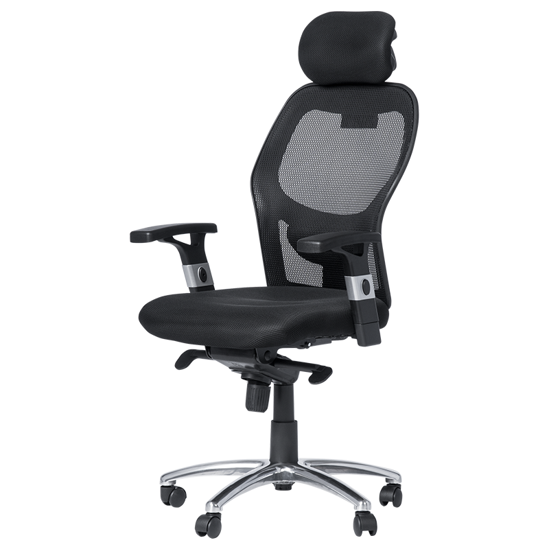 Ергономичен стол Carmen 7520, До 130 кг, Заключване в различни позиции, Регулиране на люлеенето, Лумбална опора, Черен