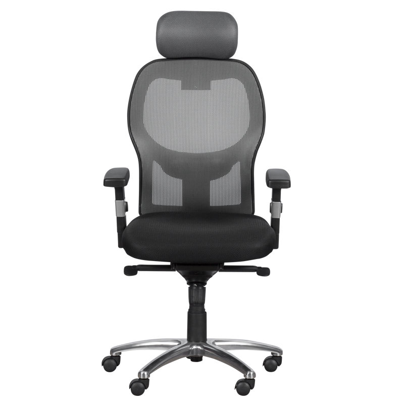 Ергономичен стол Carmen 7520, До 130 кг, Заключване в различни позиции, Регулиране на люлеенето, Лумбална опора, Черен/сив