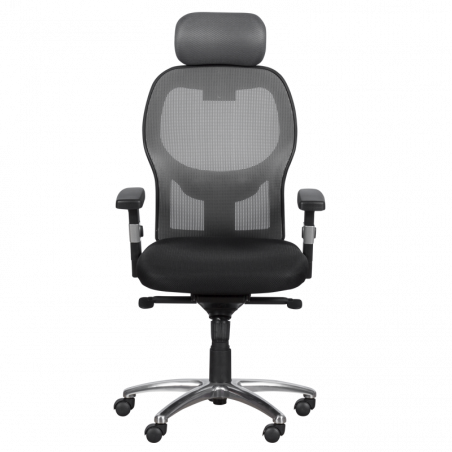 Ергономичен стол Carmen 7520, До 130 кг, Заключване в различни позиции, Регулиране на люлеенето, Лумбална опора, Черен/сив