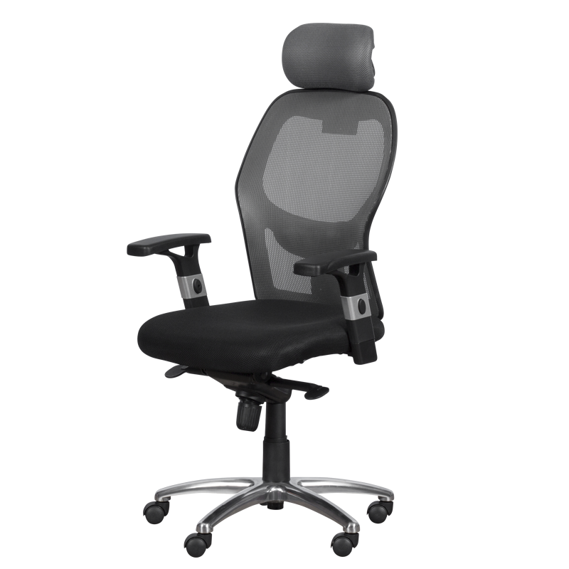 Ергономичен стол Carmen 7520, До 130 кг, Заключване в различни позиции, Регулиране на люлеенето, Лумбална опора, Черен/сив