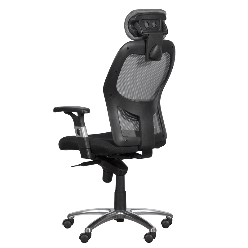 Ергономичен стол Carmen 7520, До 130 кг, Заключване в различни позиции, Регулиране на люлеенето, Лумбална опора, Черен/сив