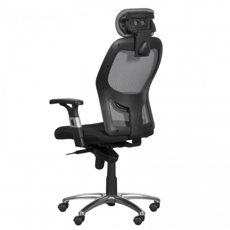 Ергономичен стол Carmen 7520, До 130 кг, Заключване в различни позиции, Регулиране на люлеенето, Лумбална опора, Черен/сив