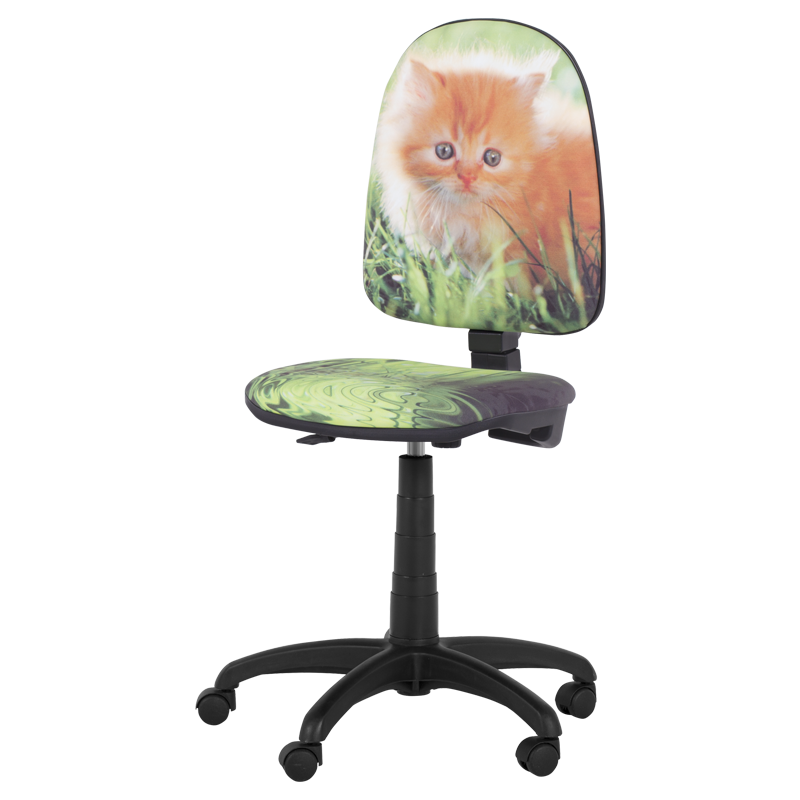 Детски стол Carmen Prestige коте, До 120 кг, Заключване на облегалката във всяка позиция, Коригиране на дълбочина на седалката, Зелен/оранжев