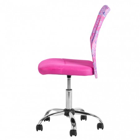 Детски стол Carmen 7022-1 LUX, До 70 кг, Мрежа, Хромирана основа, Розов/хром