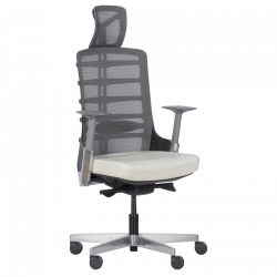 Ергономичен стол Carmen ALBERTO, До 130 кг, Естествена кожа, Функция "Auto weight-sensing", Негорима дамаска, Антишок, Бял