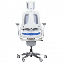 Ергономичен стол AMBRA, До 130 кг, Дишаща мрежа, Негорима дамаска, Заключваща в различни позиции облегалка, Плавно регулиране, Кралско син