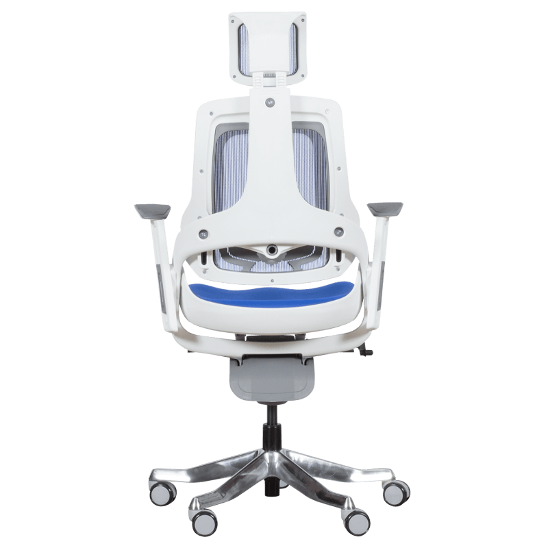 Ергономичен стол AMBRA, До 130 кг, Дишаща мрежа, Негорима дамаска, Заключваща в различни позиции облегалка, Плавно регулиране, Кралско син