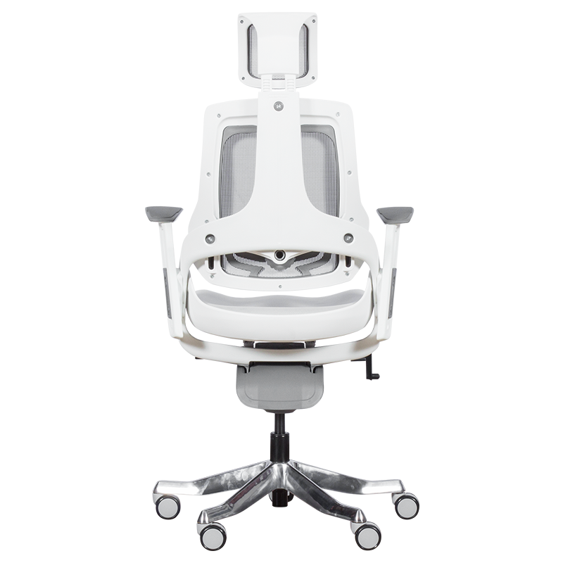 Ергономичен стол AMBRA, До 130 кг, Дишаща мрежа, Негорима дамаска, Заключваща в различни позиции облегалка, Плавно регулиране, Бял