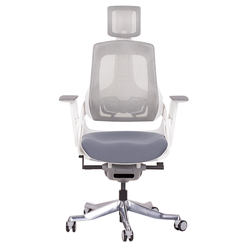 Ергономичен стол AMBRA, До 130 кг, Дишаща мрежа, Негорима дамаска, Заключваща в различни позиции облегалка, Плавно регулиране, Сив