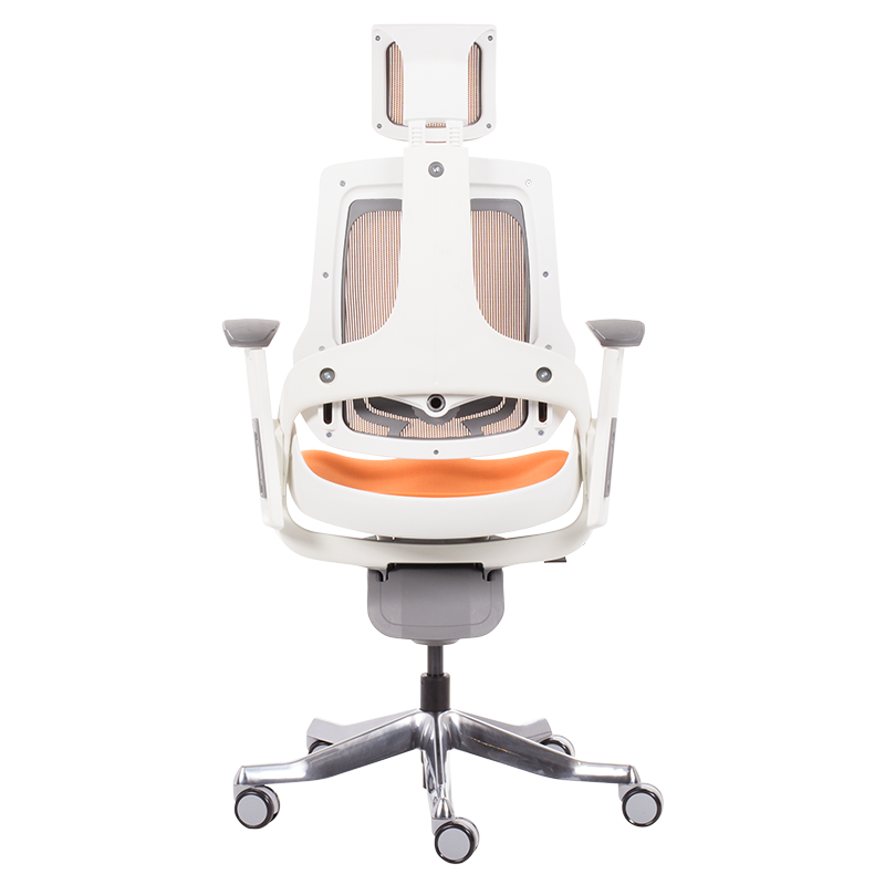 Ергономичен стол AMBRA, До 130 кг, Дишаща мрежа, Негорима дамаска, Заключваща в различни позиции облегалка, Плавно регулиране, Оранжев