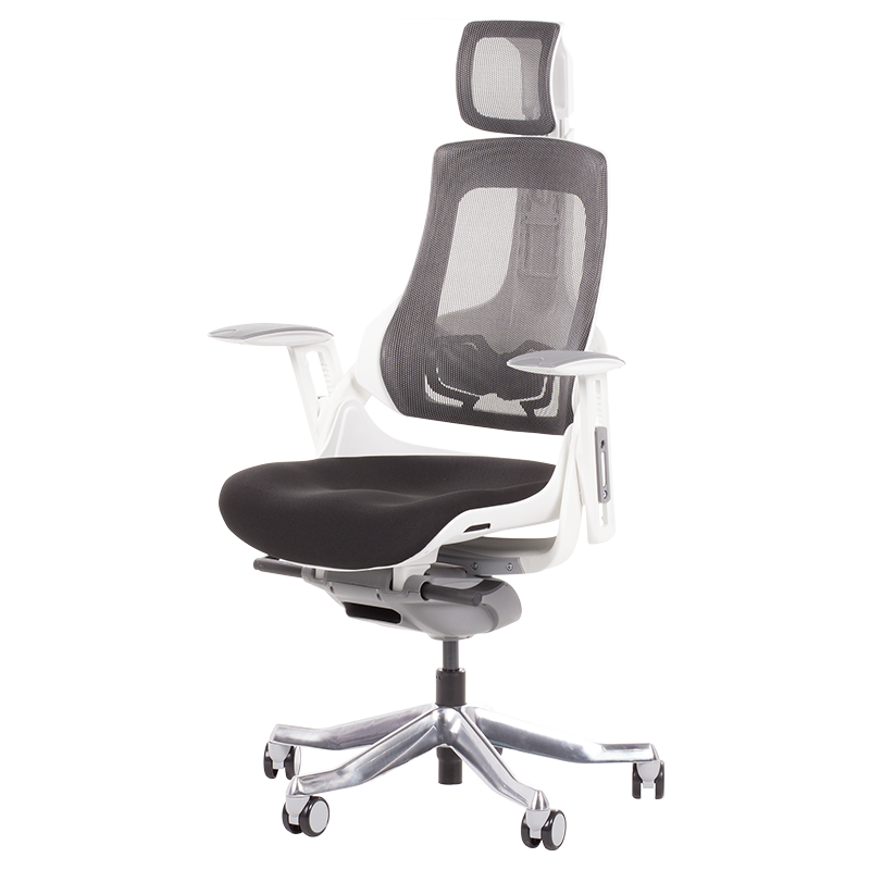 Ергономичен стол AMBRA, До 130 кг, Дишаща мрежа, Негорима дамаска, Заключваща в различни позиции облегалка, Плавно регулиране, Черен