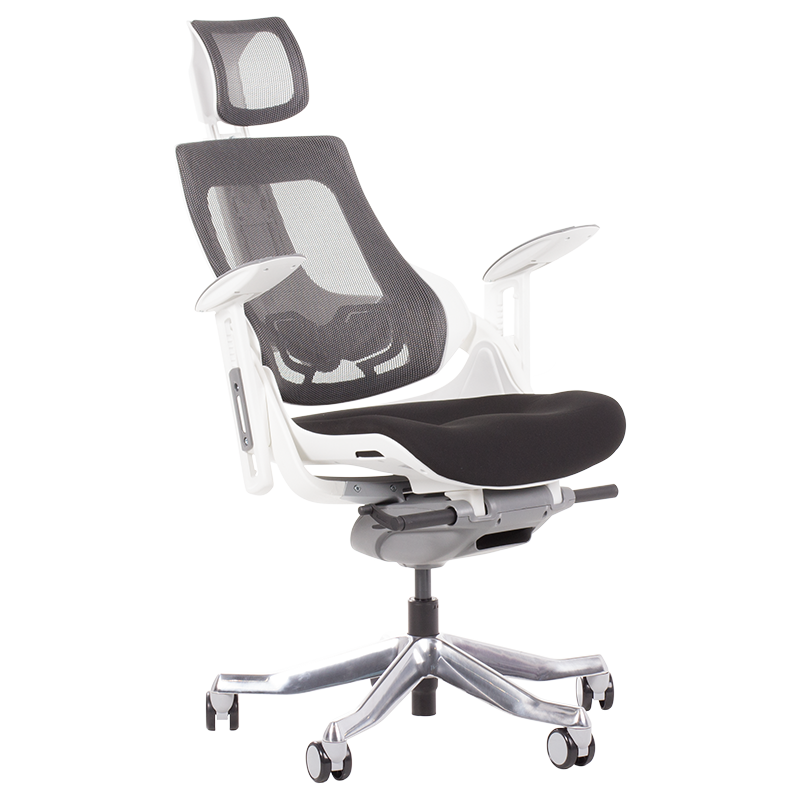 Ергономичен стол AMBRA, До 130 кг, Дишаща мрежа, Негорима дамаска, Заключваща в различни позиции облегалка, Плавно регулиране, Черен