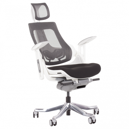 Ергономичен стол AMBRA, До 130 кг, Дишаща мрежа, Негорима дамаска, Заключваща в различни позиции облегалка, Плавно регулиране, Черен