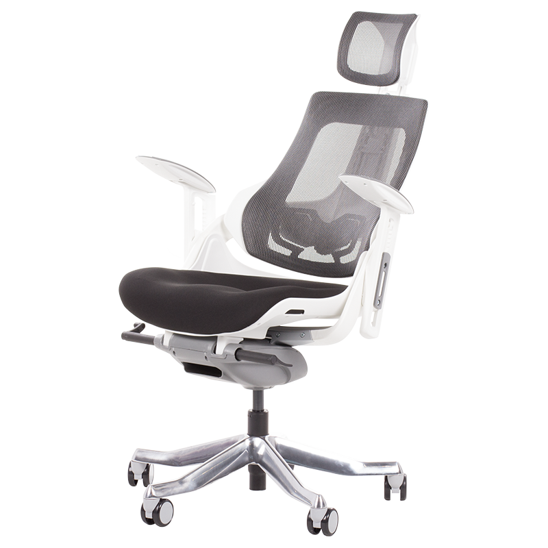 Ергономичен стол AMBRA, До 130 кг, Дишаща мрежа, Негорима дамаска, Заключваща в различни позиции облегалка, Плавно регулиране, Черен