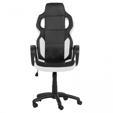 Геймърски стол Carmen 7510, До 130 кг, Еко кожа, Регулиране на люлеенето, Полипропиленови колелца, Черен/бял