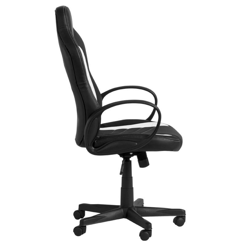 Геймърски стол Carmen 7525, До 130 кг, Еко кожа, Регулиране на люлеенето, Полипропиленови колелца, Черен/бял